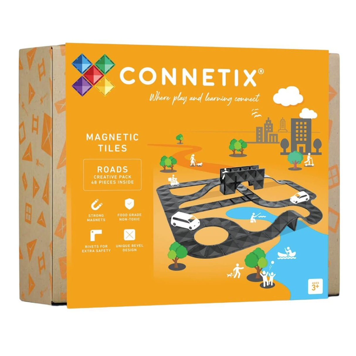 Tuiles magnétiques Routes Creative (48 pcs) - Jeux de construction by Connetix