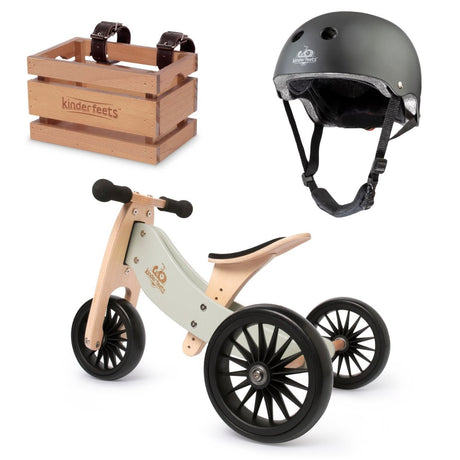 Vélo d'équilibre Tiny Tot Plus + casque & caisse - Sauge argenté - Jeux d'extérieur by Kinderfeets