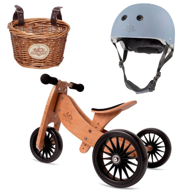 Vélo d'équilibre Tiny Tot Plus + casque & panier - Bambou - Jeux d'extérieur by Kinderfeets