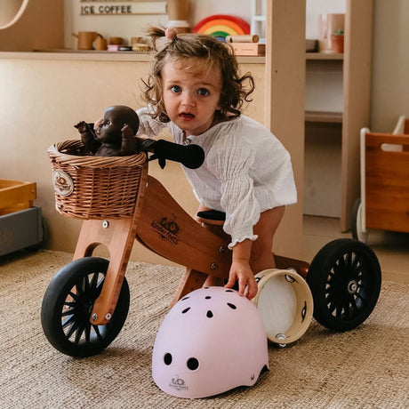 Vélo d'équilibre Tiny Tot Plus + casque & panier - Bambou - Jeux d'extérieur by Kinderfeets