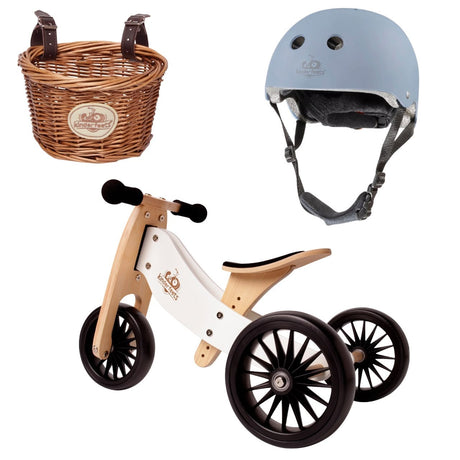 Vélo d'équilibre Tiny Tot Plus + casque & panier - Blanc - Jeux d'extérieur by Kinderfeets